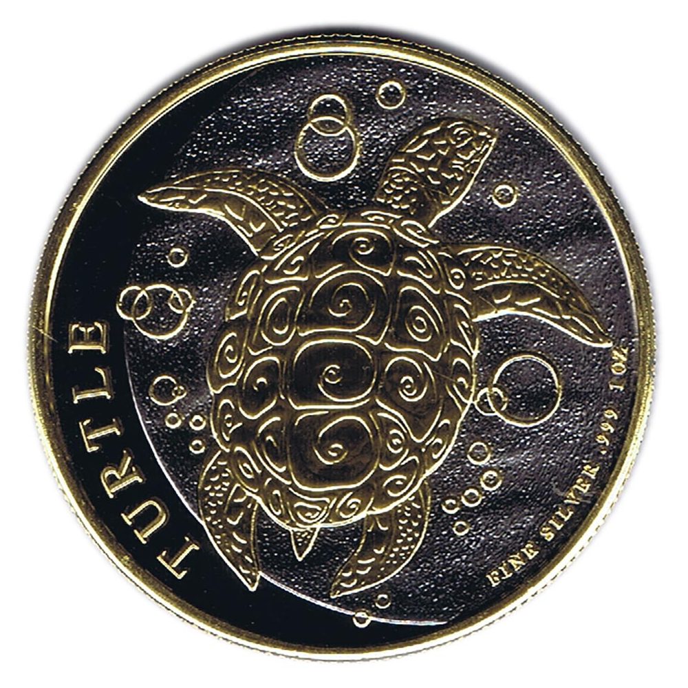Moneda de plata 2$ Niue Tortuga Carey 2015 Rodio y oro.  - 1