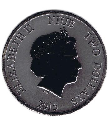 Moneda de plata 2$ Niue Tortuga Carey 2015 Rodio y oro.  - 2