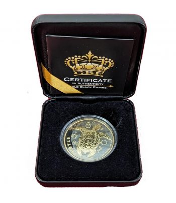 Moneda de plata 2$ Niue Tortuga Carey 2015 Rodio y oro.  - 3