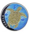 Moneda de plata 2$ Niue Tortuga Carey 2015 Dorada y azul.  - 1