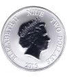 Moneda de plata 2$ Niue Tortuga Carey 2015 Dorada y azul.  - 2