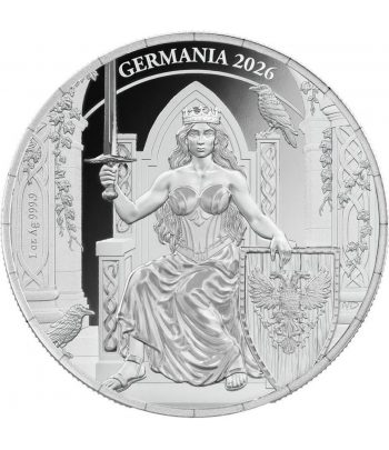 Moneda de Plata 5 Mark Alemania 2026 Germania. 1onza Proof  - 1