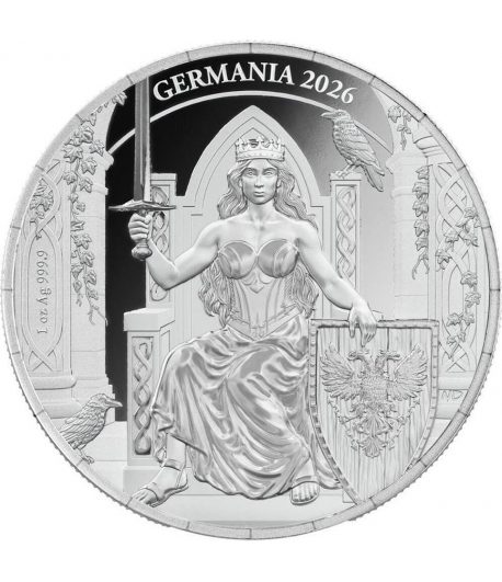 Moneda de Plata 5 Mark Alemania 2026 Germania. 1onza Proof  - 1