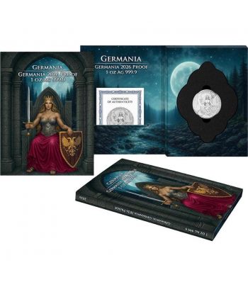 Moneda de Plata 5 Mark Alemania 2026 Germania. 1onza Proof  - 3