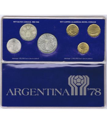 Argentina 1977 Mundial Futbol Argentina 78. 6 monedas Plata y Cobre  - 1