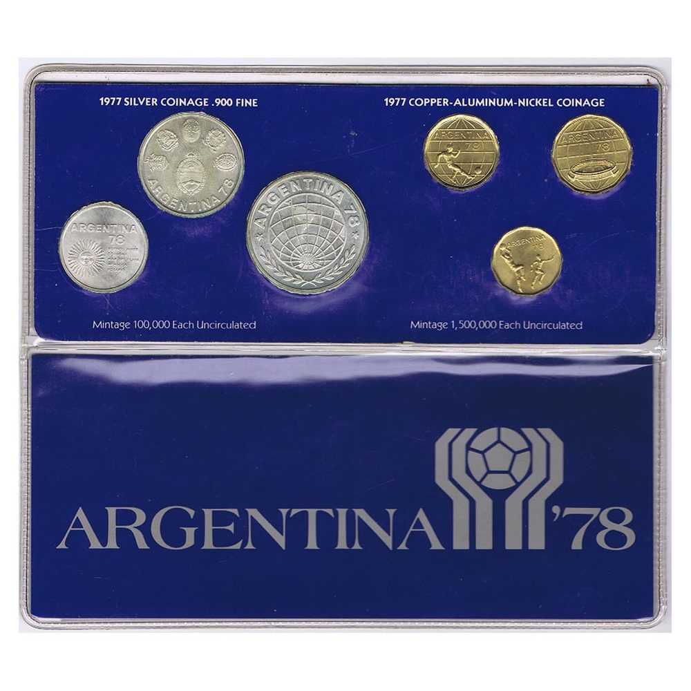 Argentina 1977 Mundial Futbol Argentina 78. 6 monedas Plata y Cobre  - 1