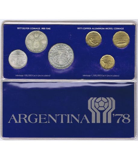 Argentina 1977 Mundial Futbol Argentina 78. 6 monedas Plata y Cobre  - 1