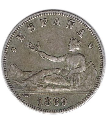 Moneda de España 2 Pesetas Plata 1869 *69 Gobierno Provisional.  - 1