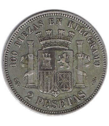 Moneda de España 2 Pesetas Plata 1869 *69 Gobierno Provisional.  - 2