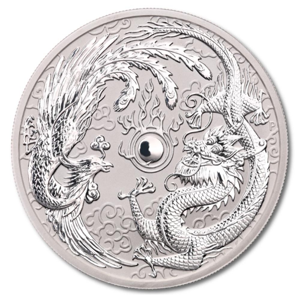 Moneda de plata Australia 1$ Dragón y Fénix 2017.  - 1
