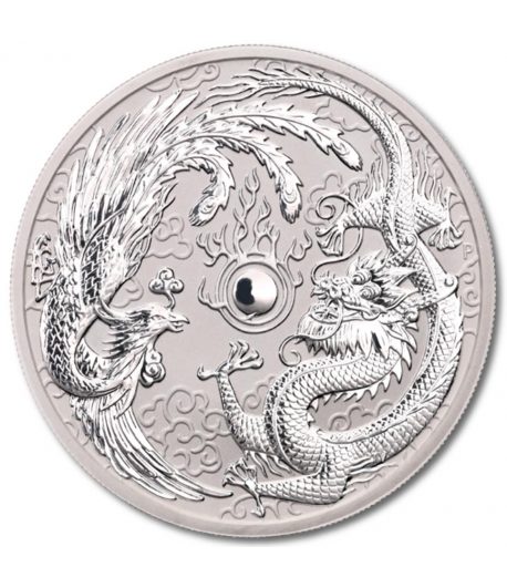 Moneda de plata Australia 1$ Dragón y Fénix 2017.  - 1