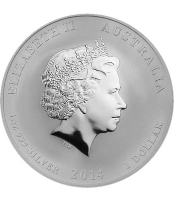 Moneda de plata 1$ Australia Lunar Caballo 2014. Marca Lion.  - 2