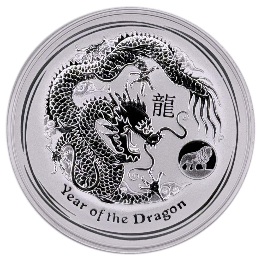 Monedade plata 1$ Australia Lunar Dragón 2012. Marca Lion.  - 1