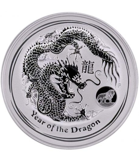 Monedade plata 1$ Australia Lunar Dragón 2012. Marca Lion.  - 1