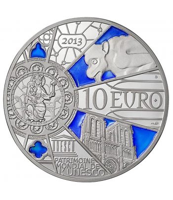 Francia 10 € 2013 UNESCO. Notre-Dame de París. Plata  - 2