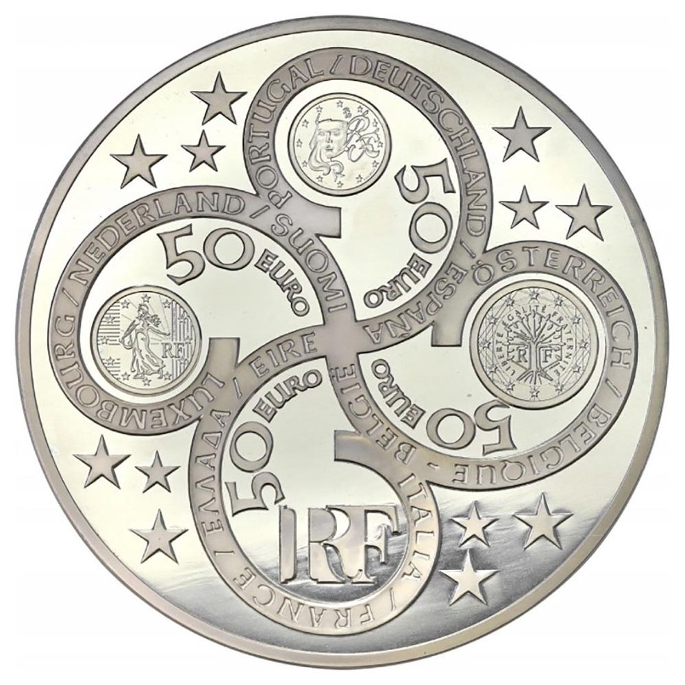 Francia 10 € 2003 Europa. Primer Aniversario Euro. Plata.  - 1