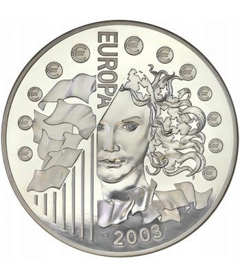 Francia 10 € 2003 Europa. Primer Aniversario Euro. Plata.  - 2