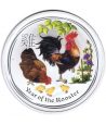 Moneda de plata 1$ Australia Lunar Gallo 2017. Color  - 1