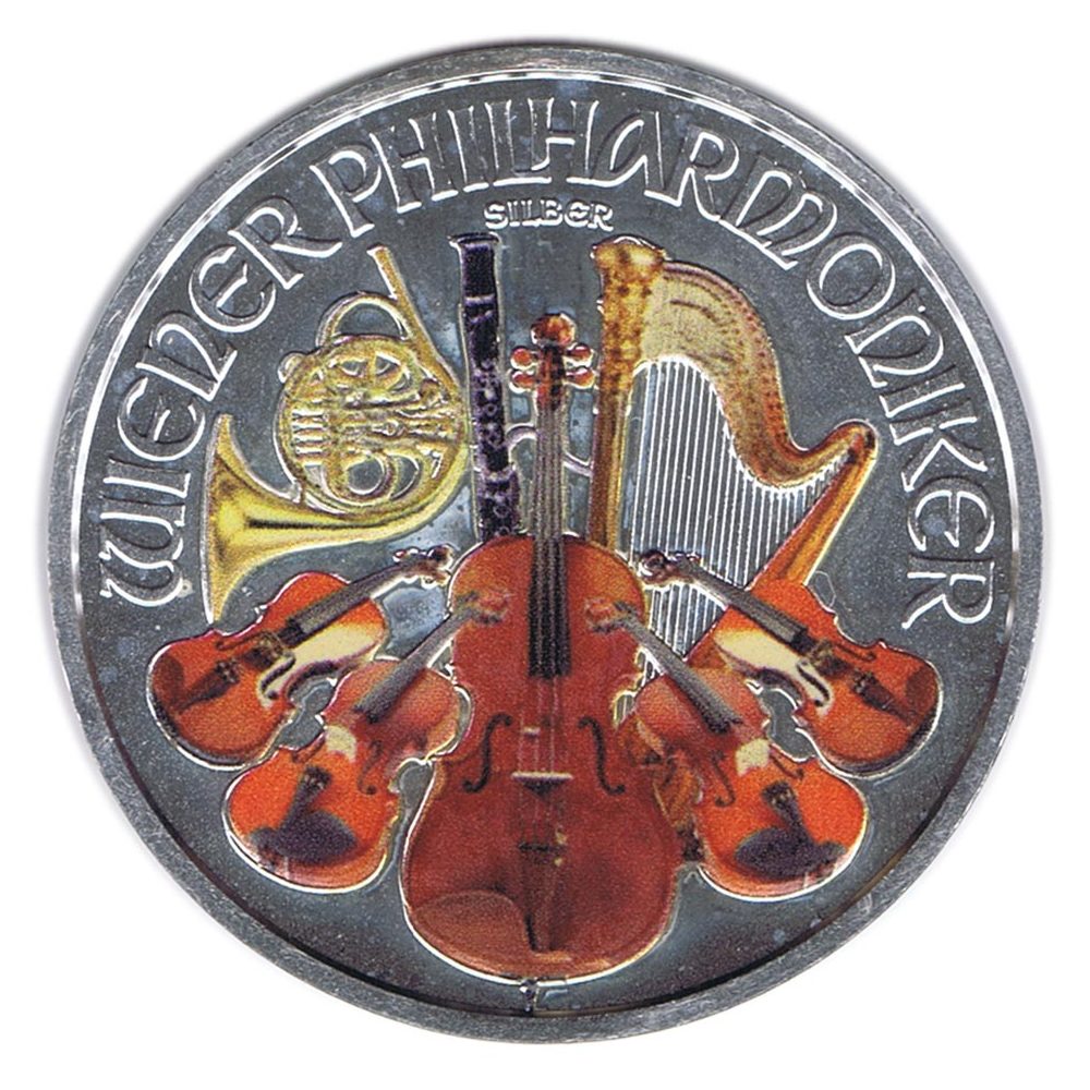 Moneda de plata 1,5 euros Austria Filarmonica 2015. Color  - 1