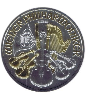 Moneda de plata 1,5 euros Austria Filarmonica 2017. Con oro  - 1