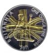Moneda de plata Britannia 2 Pounds Inglaterra 2011. Con oro  - 1