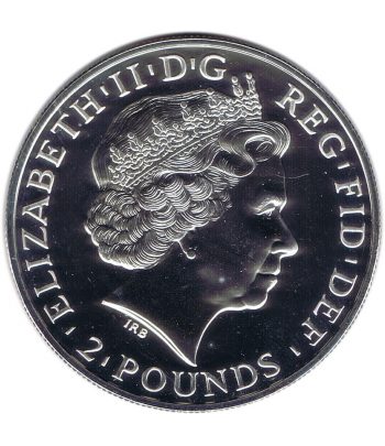 Moneda de plata Britannia 2 Pounds Inglaterra 2011. Con oro  - 2