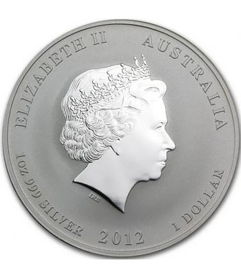 Moneda de plata 1$ Australia Lunar Dragón 2012. Color.  - 2