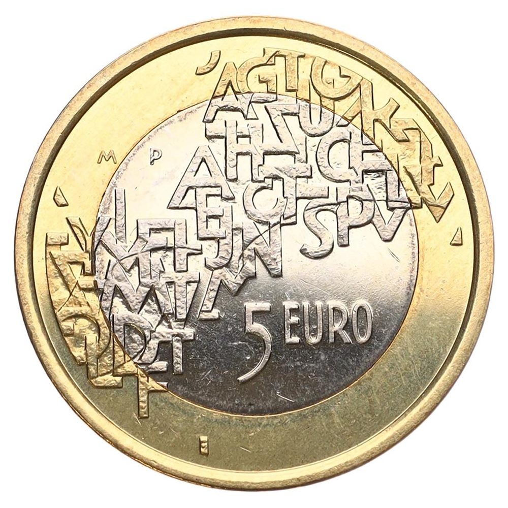 moneda Finlandia 5 Euros 2006 Presidencia UE.  - 1
