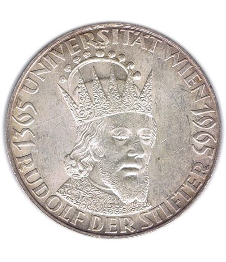 Moneda 50 schillings Austria 1965 Universidad Viena. Plata  - 1