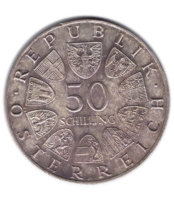 Moneda 50 schillings Austria 1965 Universidad Viena. Plata  - 2