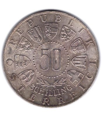 Moneda 50 schillings Austria 1963 600 Años Tirol. Plata  - 2