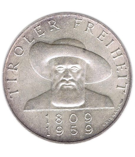 Moneda 50 schillings Austria 1959 Liberación del Tirol. Plata  - 1