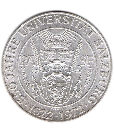 Moneda 50 schillings Austria 1972 Universidad Salzburgo. Plata  - 1