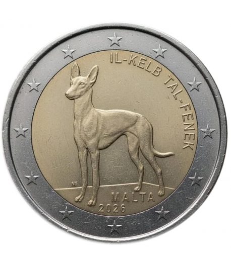 moneda 2 euros Malta 2026 Perro del Faraón.  - 1