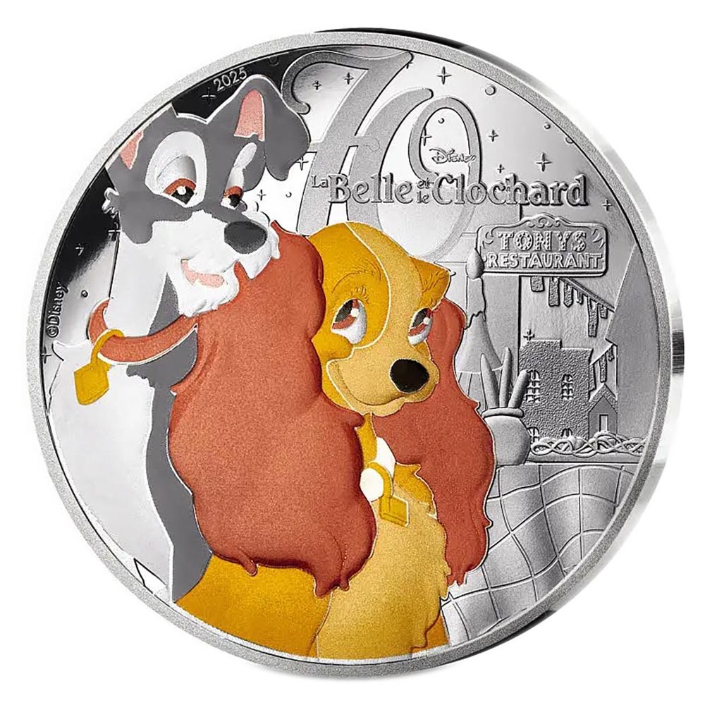 Moneda 10 euros de plata Francia 2025 Disney La Dama y el Vagabundo. Proof  - 1