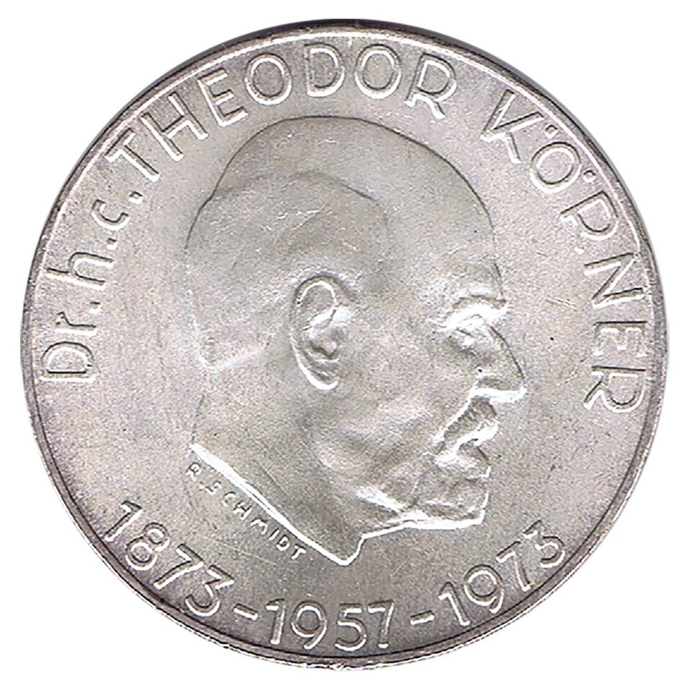 Moneda 50 schillings Austria 1973 Thedor Koerner.. Plata  - 1