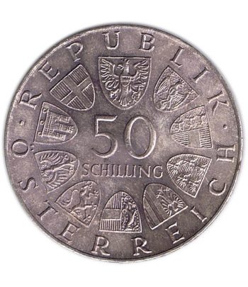 Moneda 50 schillings Austria 1973 Thedor Koerner.. Plata  - 2