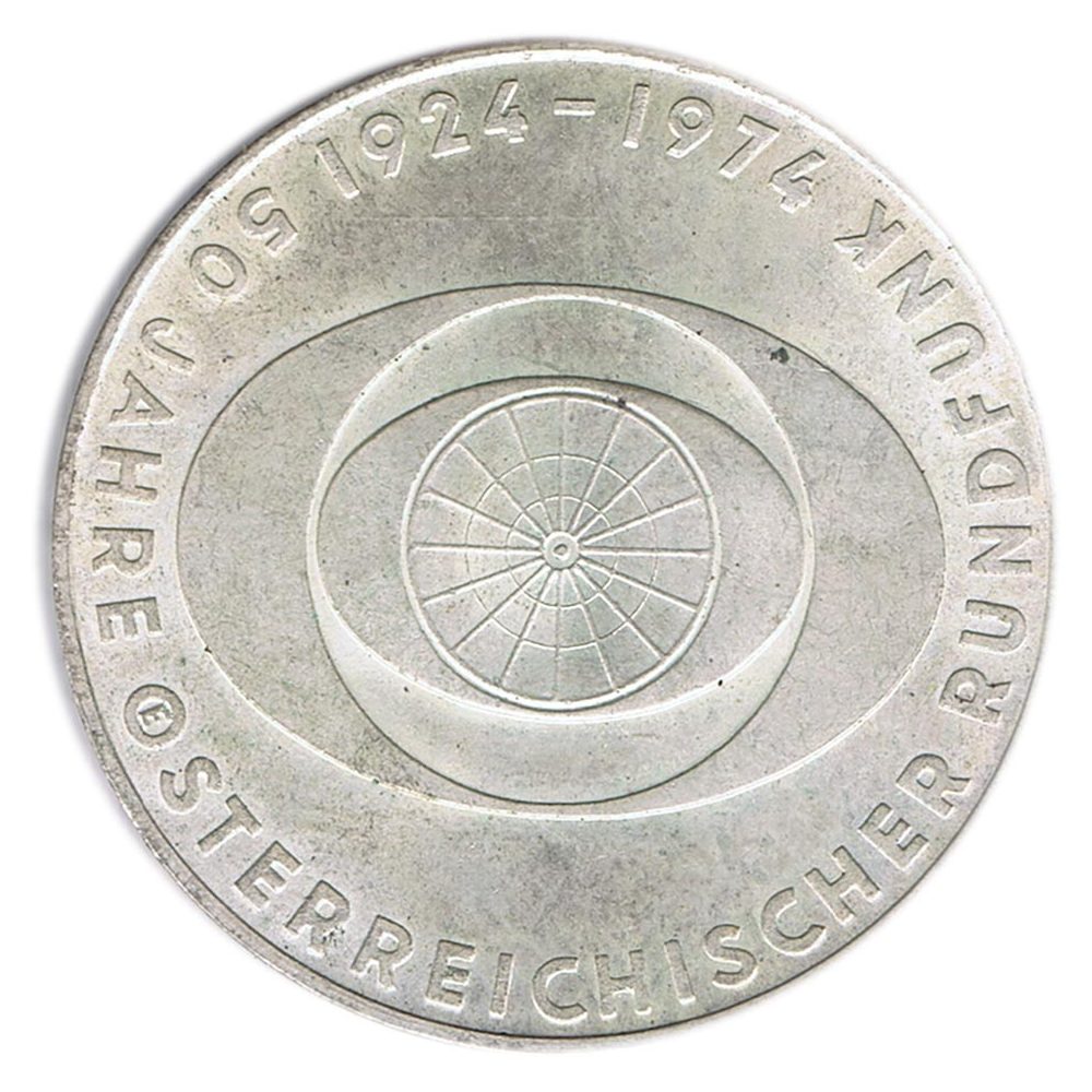 Moneda 50 schillings Austria 1974 Radiodifusión. Plata  - 1