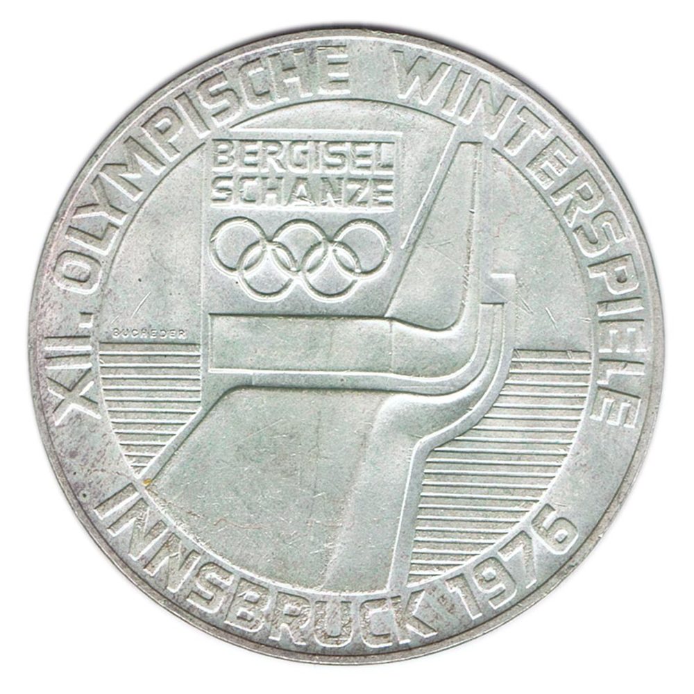 Austria 100 schillings 1976 Salto Sky Innsbruck. Plata  - 1