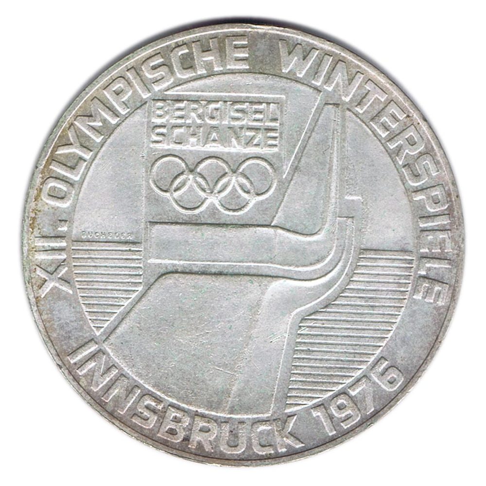 Austria 100 schillings 1976 Salto Sky Innsbruck. Plata  - 1