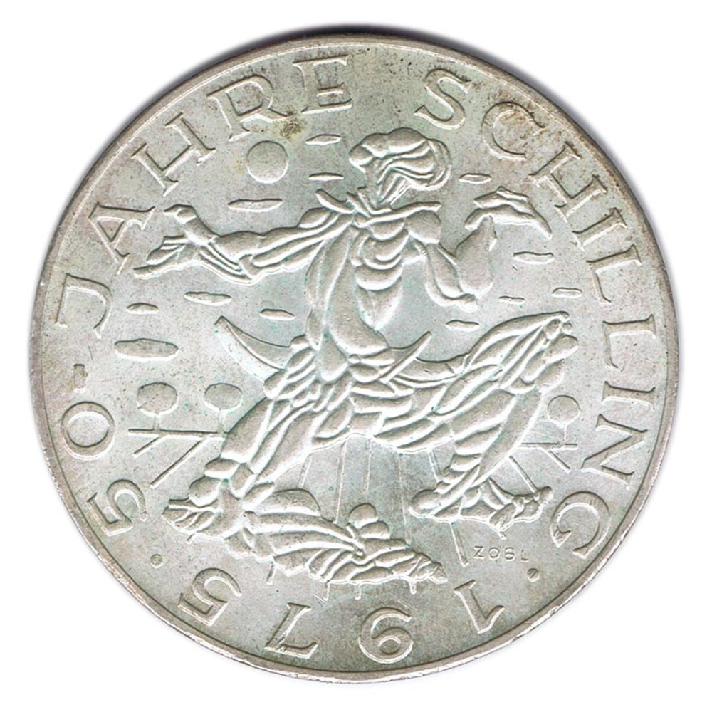 Austria 100 schillings 1975 50 años Chelín. Plata  - 1