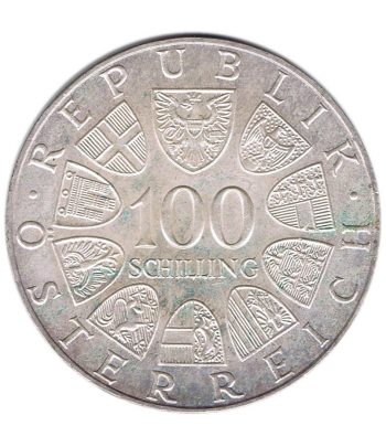 Austria 100 schillings 1976 Burgtheater. Plata  - 2