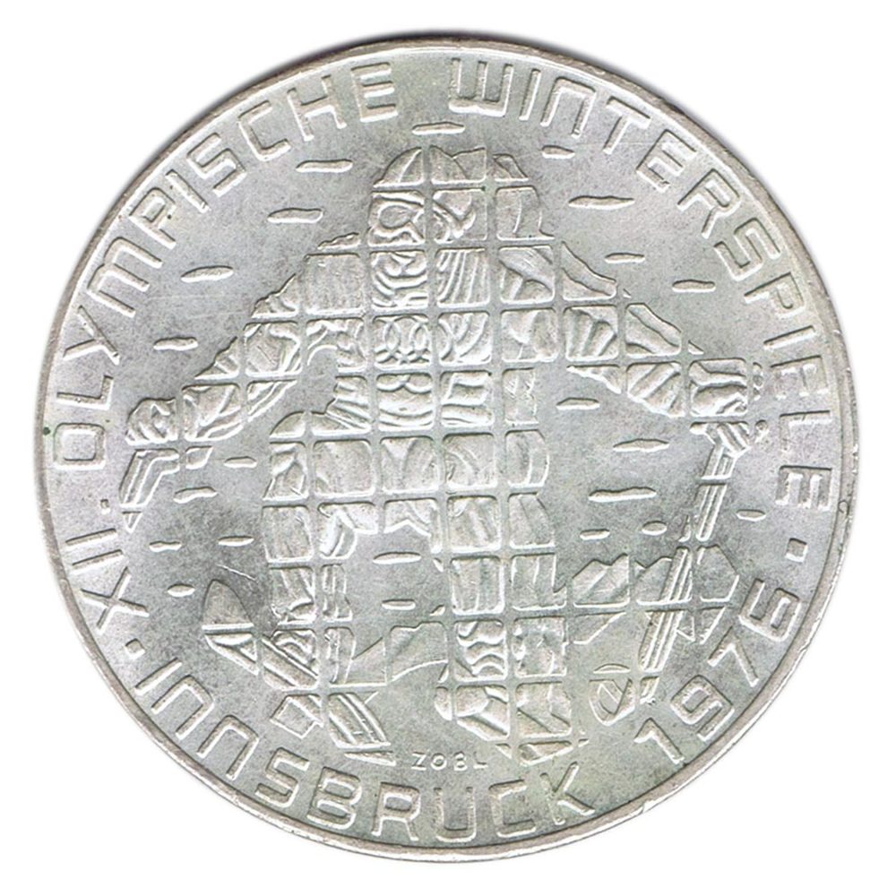 Austria 100 schillings 1976 Esquiador en Innsbruck. Plata  - 1