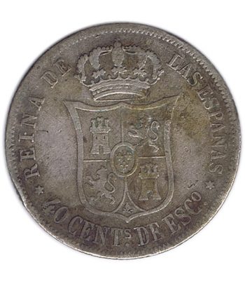 Isabel II 40 Céntimos de Escudo 1866 *66 Madrid. Plata.  - 2