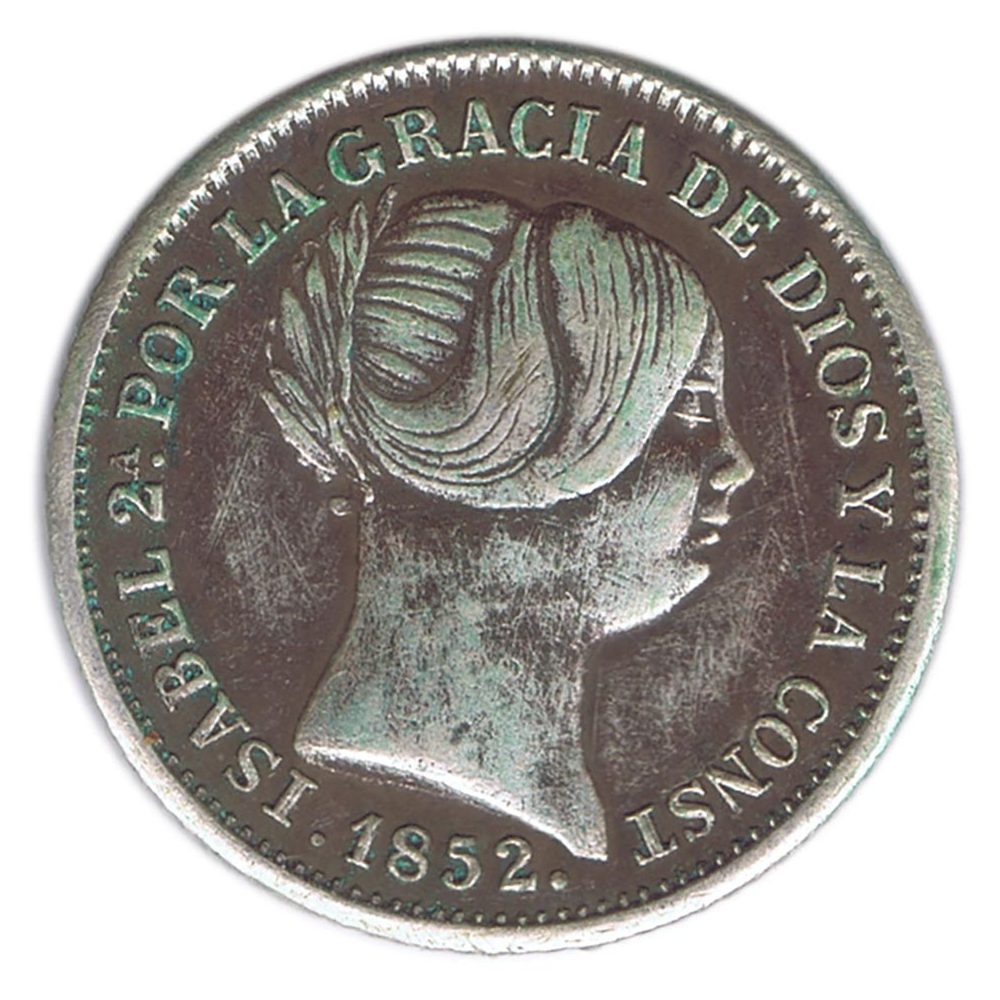 Isabel II 1 Real 1852 Barcelona. Plata.  - 1