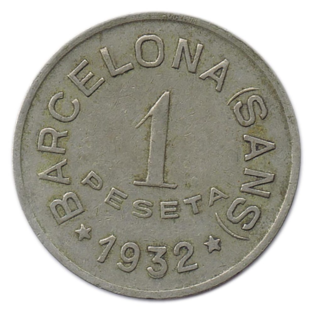 Moneda 1 peseta Cooperativa Obrera La Nueva Actividad. Sans.  - 1
