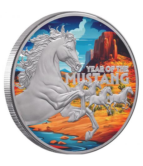 Moneda de plata 1$ Niue 2026 Serie Lunar Americana. Mustang.  - 1