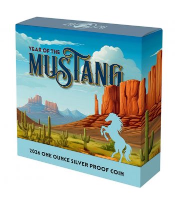 Moneda de plata 1$ Niue 2026 Serie Lunar Americana. Mustang.  - 3