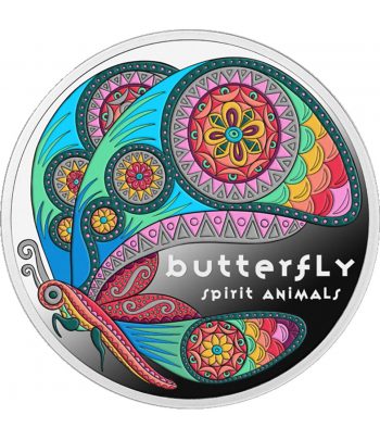 Moneda de plata 1$ Niue 2025 Spirit Animals. Butterfly.  - 1