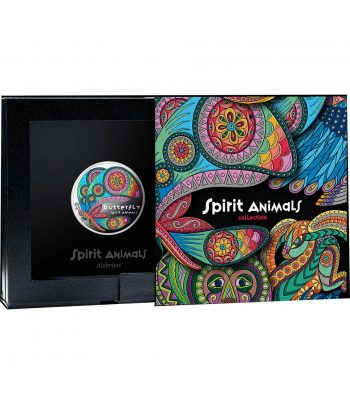 Moneda de plata 1$ Niue 2025 Spirit Animals. Butterfly.  - 3